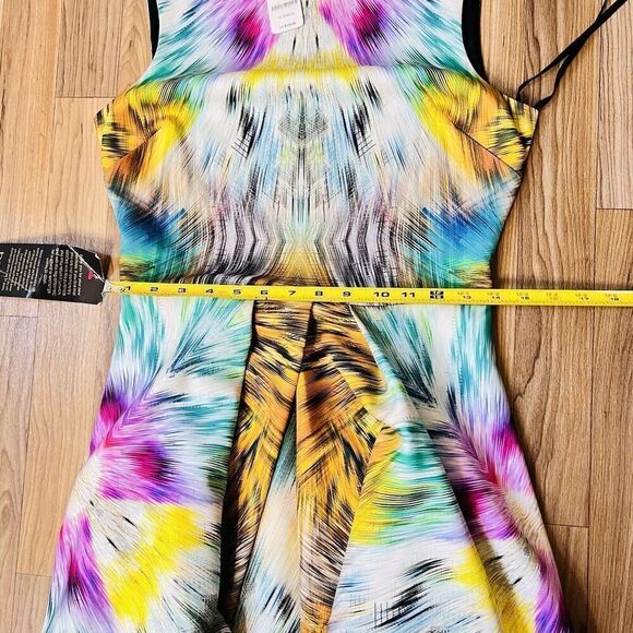 Bebe Alexis Sz M Mini Skater Dress Animal Print Tie Dye Fit Flare $139 NWT 0836 - Picture 13 of 15